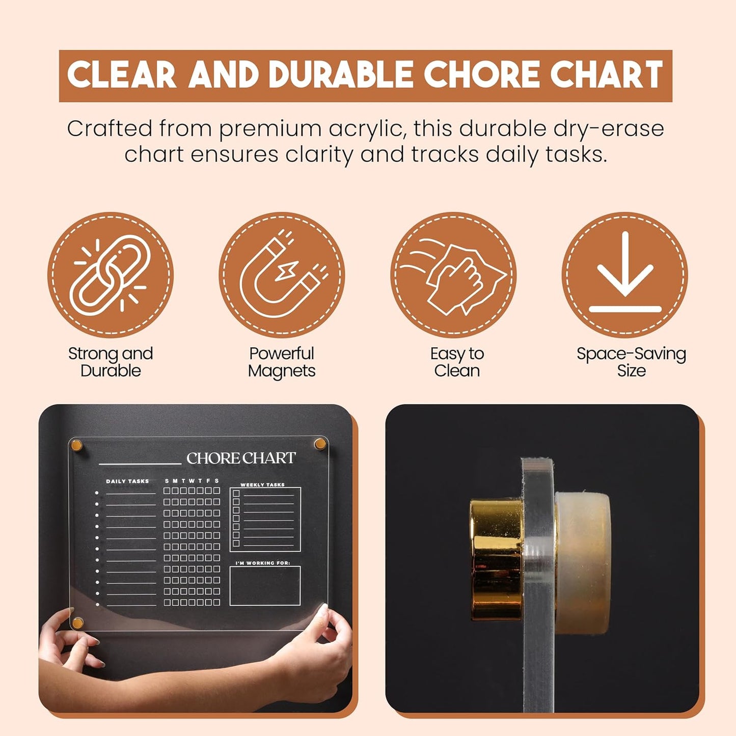 Acrylic Magnetic Chore Chart for Refrigerator