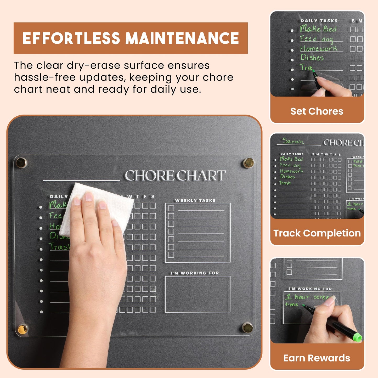 Acrylic Magnetic Chore Chart for Refrigerator