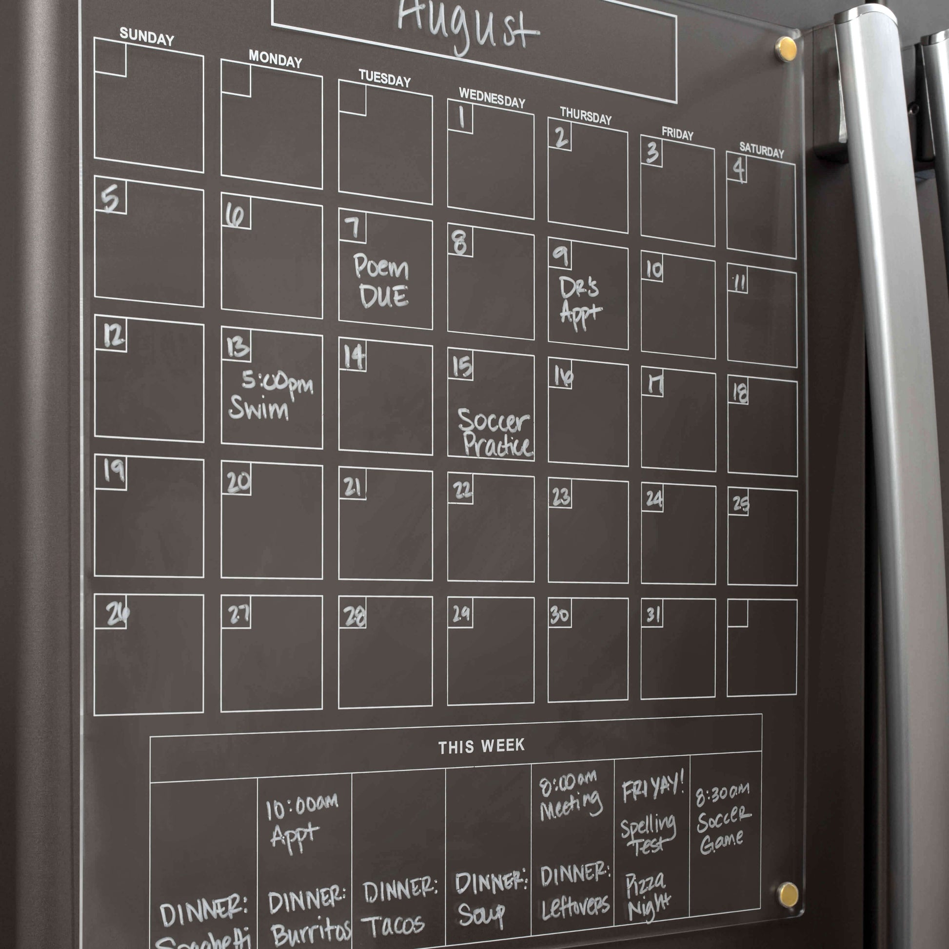 Fits perfectly on the front of your fridge!