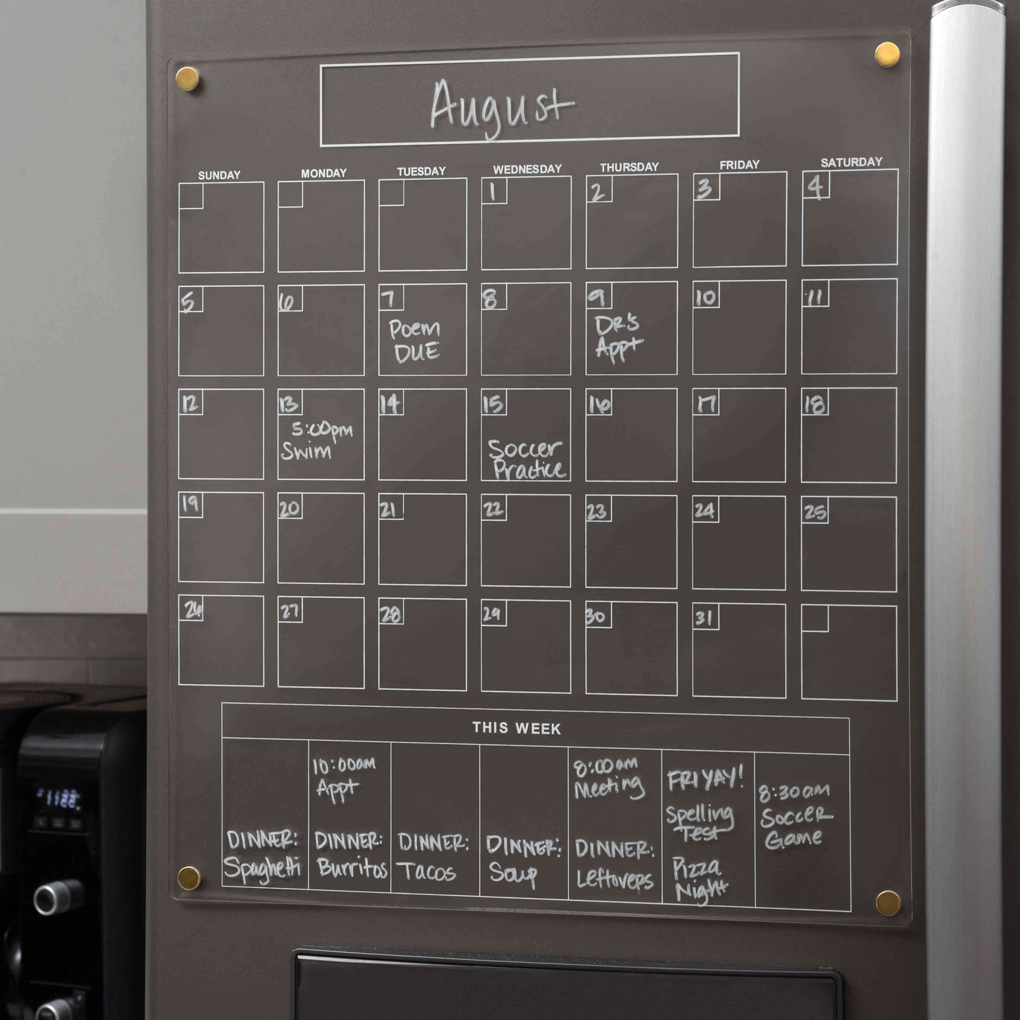 Centralized overview of the month and schedule for the week!